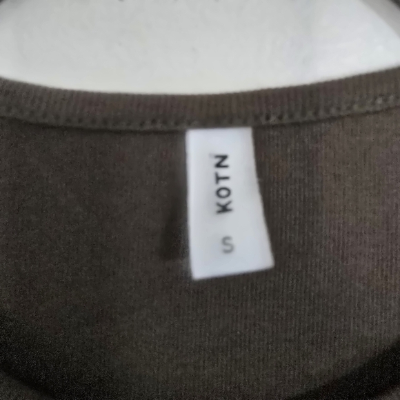 Kotn olive green 100% European cotton Pullover longsleeve Midi dress - Picture 6 of 8